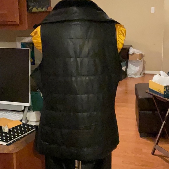 CI SONO OUTERWEAR Faux Fur Faux Leather Black Vest in Size 1X, NWT - Picture 7 of 15